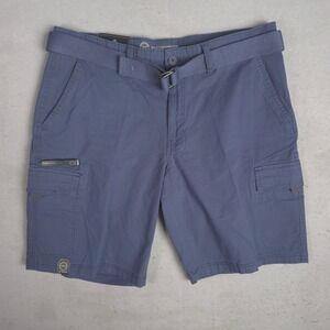 WEATHERPROOF Men Belted Cargo Shorts Blue Size 36W 10 Inch Inseam Stretch Fabric